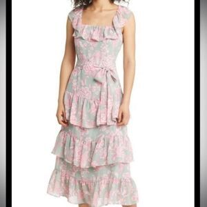 Eliza J Floral Tiered Midi Dress